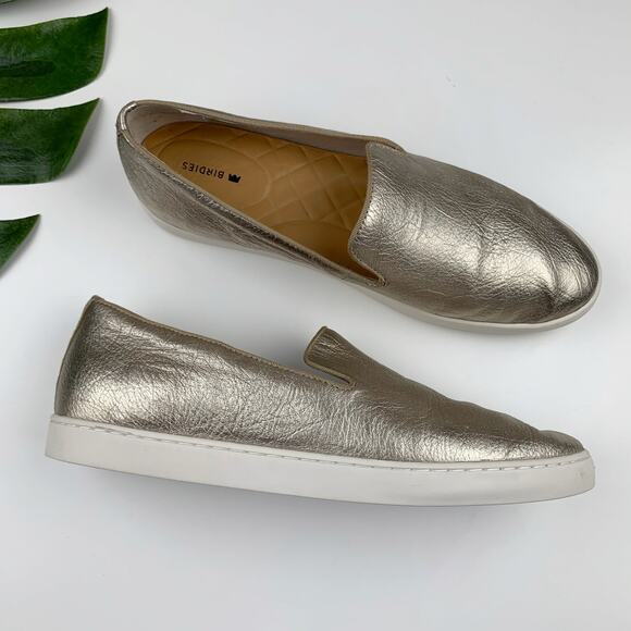 Birdies The Swift Slip On Sneakers Metallic Gold Leather Shoes Women's 10.5 - Picture 1 of 10
